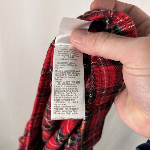 J. Crew Sleep Pants Men's Large Red Plaid Drawstring Pull On Pockets KRW Cotton - Picture 10 of 10